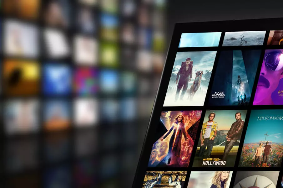 Imagen que muestra una selección de películas en pantalla.