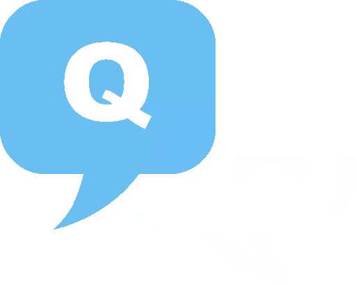 Icon depicting two converation bubbles, one blue withthe letter Q and the other white with the letter A