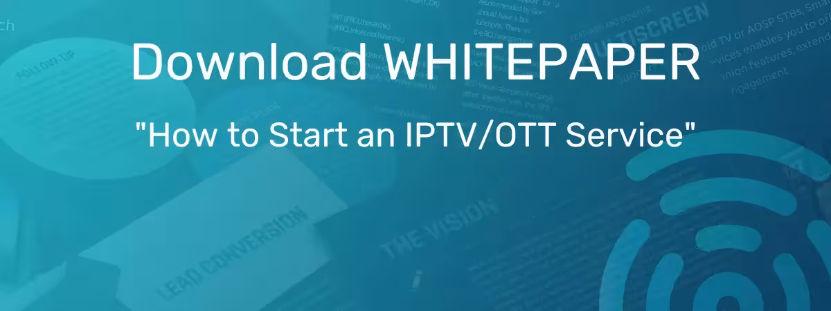 Imagen con el título Descargar documento técnico: inicie un servicio de IPTV/OTT, que muestre un collage de páginas de documentos técnicos publicados con el logotipo de UniqCast.