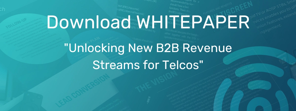 Banner promoting a whitepaper on unlocking new B2B revenue streams for telecommunications companies.