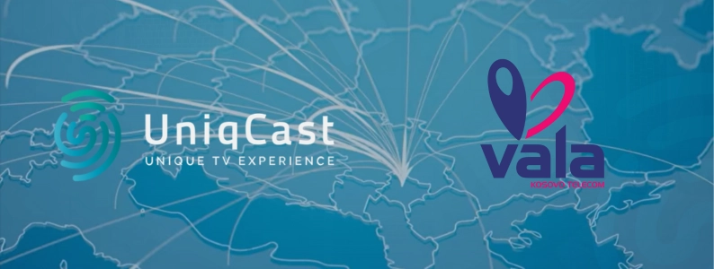 Un mapa con un fondo azul y la palabra «Qcast» en él.