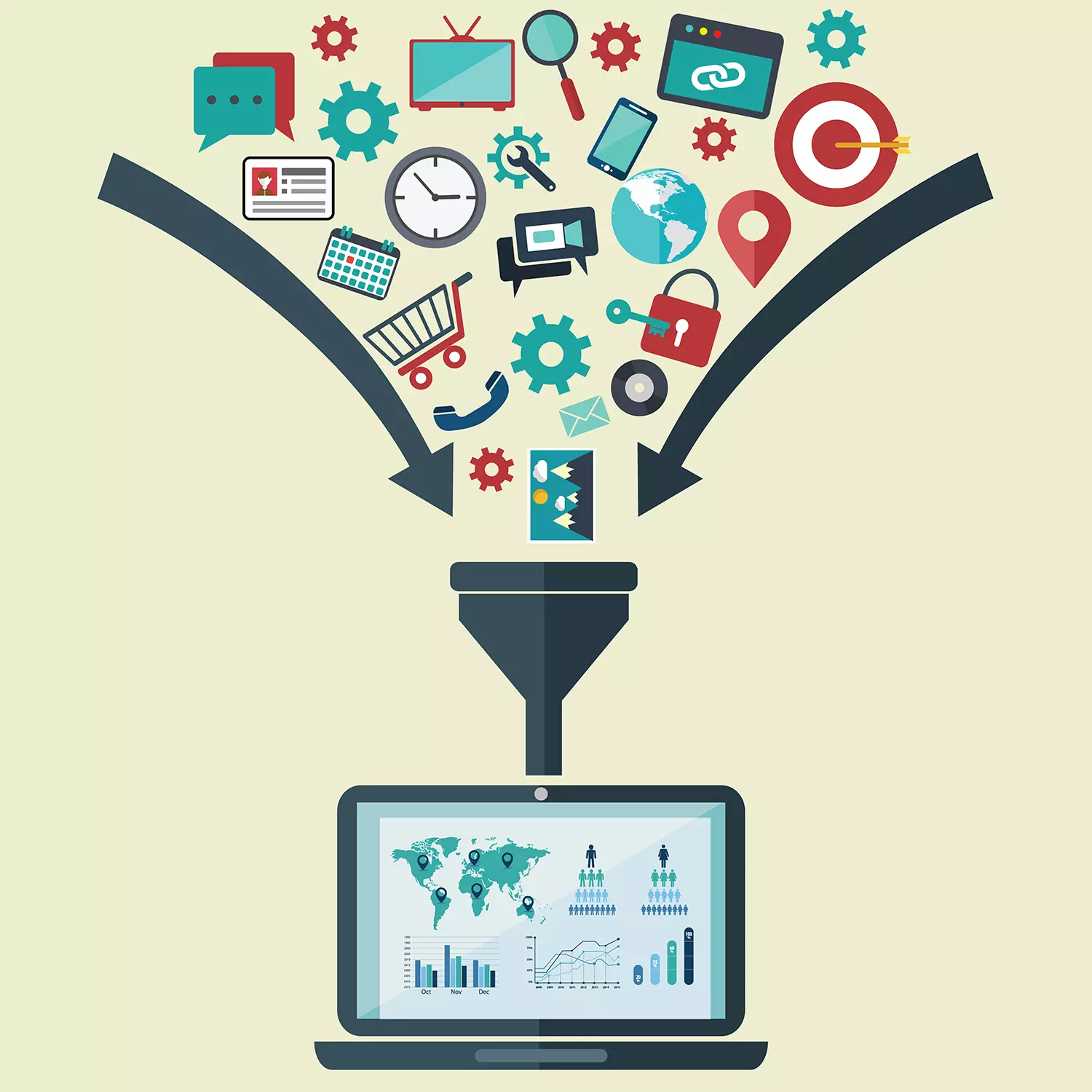Imagen vectorial que representa los datos de otras plataformas de análisis de datos que se añaden a ott analytics.