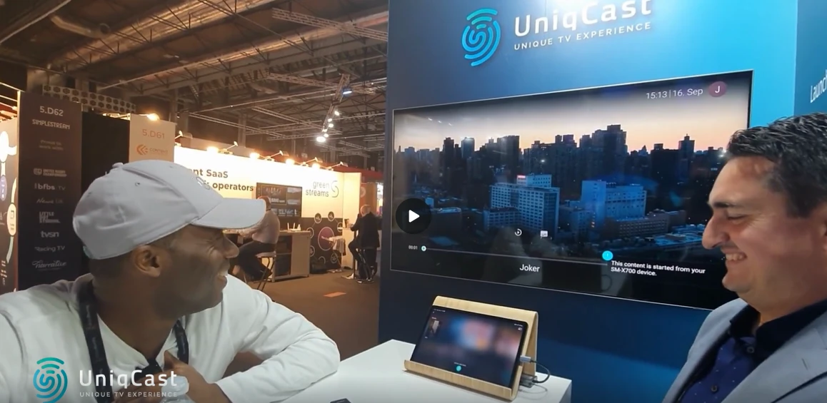 presentation of AI-based content discovery feature on UniqCast stand
