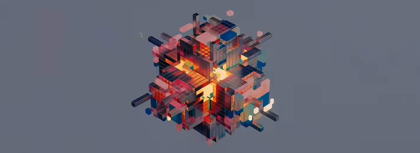 Un modelo 3D de un edificio con un incendio en el centro.