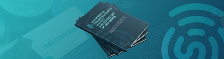 Infografía que detalla la estrategia de marketing central para el servicio de IPTV y OTT, haciendo hincapié en los elementos críticos para el éxito