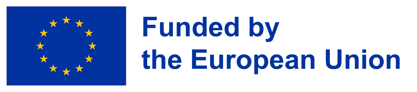 European Union flag next to blue text reading "Funded by the European Union" on a black background.
