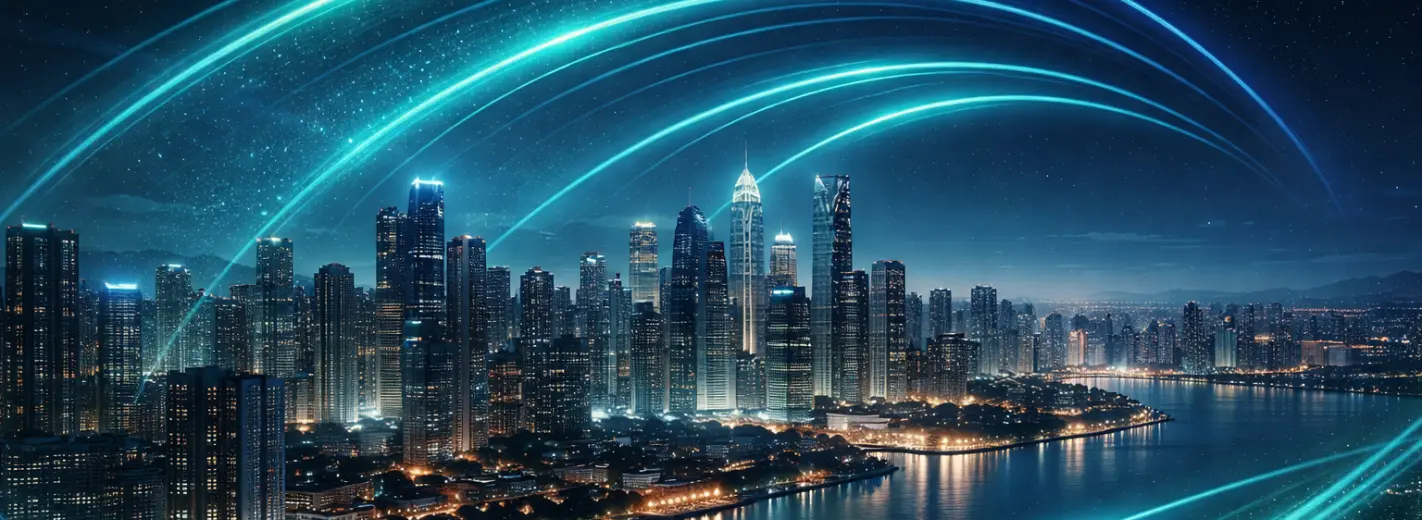 Smartphone with a vibrant, glowing design and UniqCast logo on the screen.