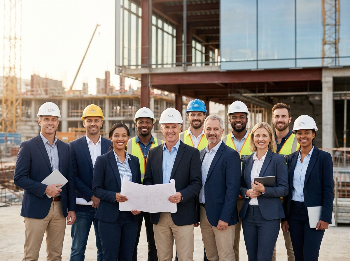 image depicting employees collaborating (for a manufacturing plant)