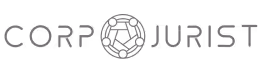 Corporate Jurist logo with stylized circular emblem containing scales of justice between the words.
