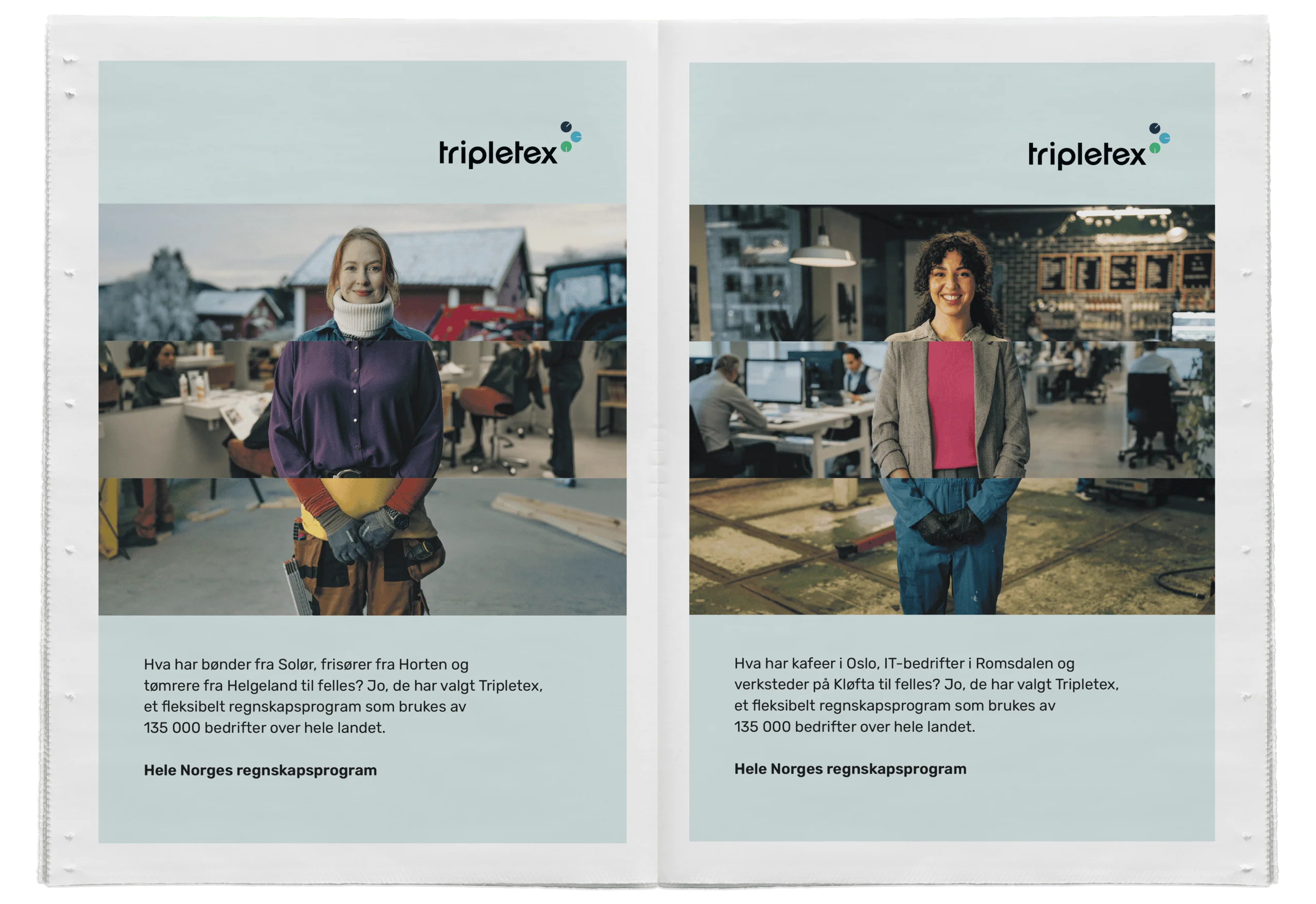 Tripletex avisannonse – dobbeltside