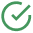 Green check mark inside a circle.