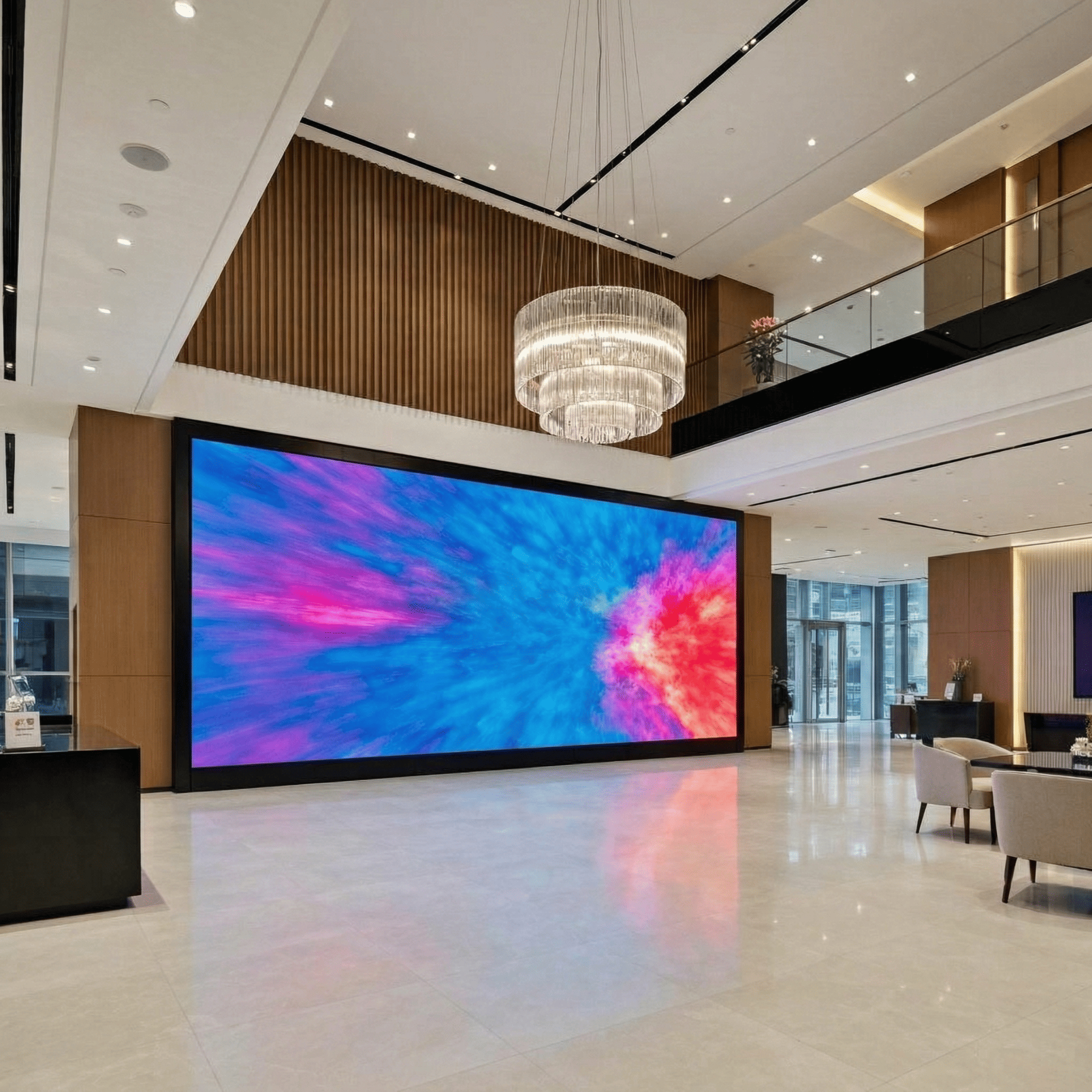 LED wall installato in lobby aziendale per comunicazione digitale
