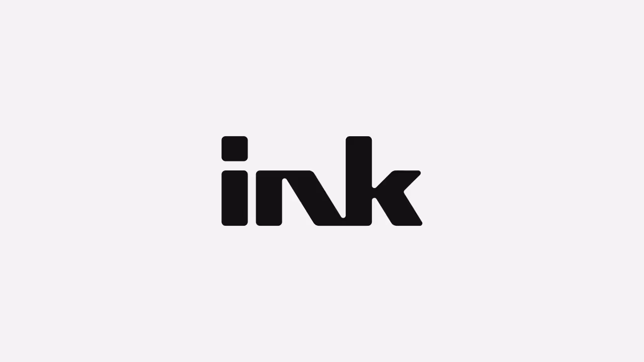 Ink brand logo in bold black font on a light grey background.