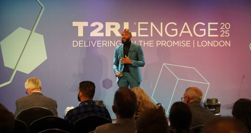 Shawn Richards (Ink Innovation) delivery keynote at T2RLEngage 2025 in London