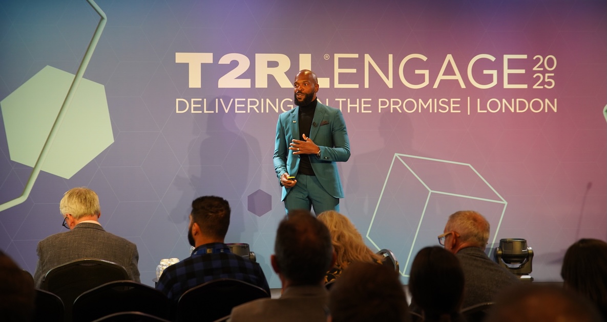 Shawn Richards (Ink Innovation) delivery keynote at T2RLEngage 2025 in London