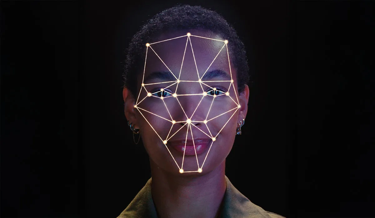 Passenger being identified by facial recognition at an airport security gate