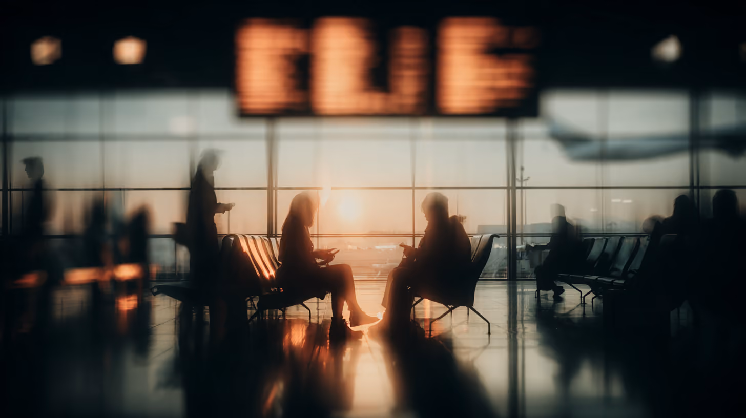 Airport departure board illustrating AI-driven departure control transformation