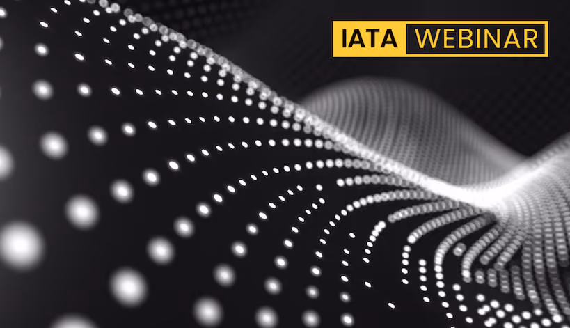 Abstract wavy dotted pattern with an IATA Webinar badge