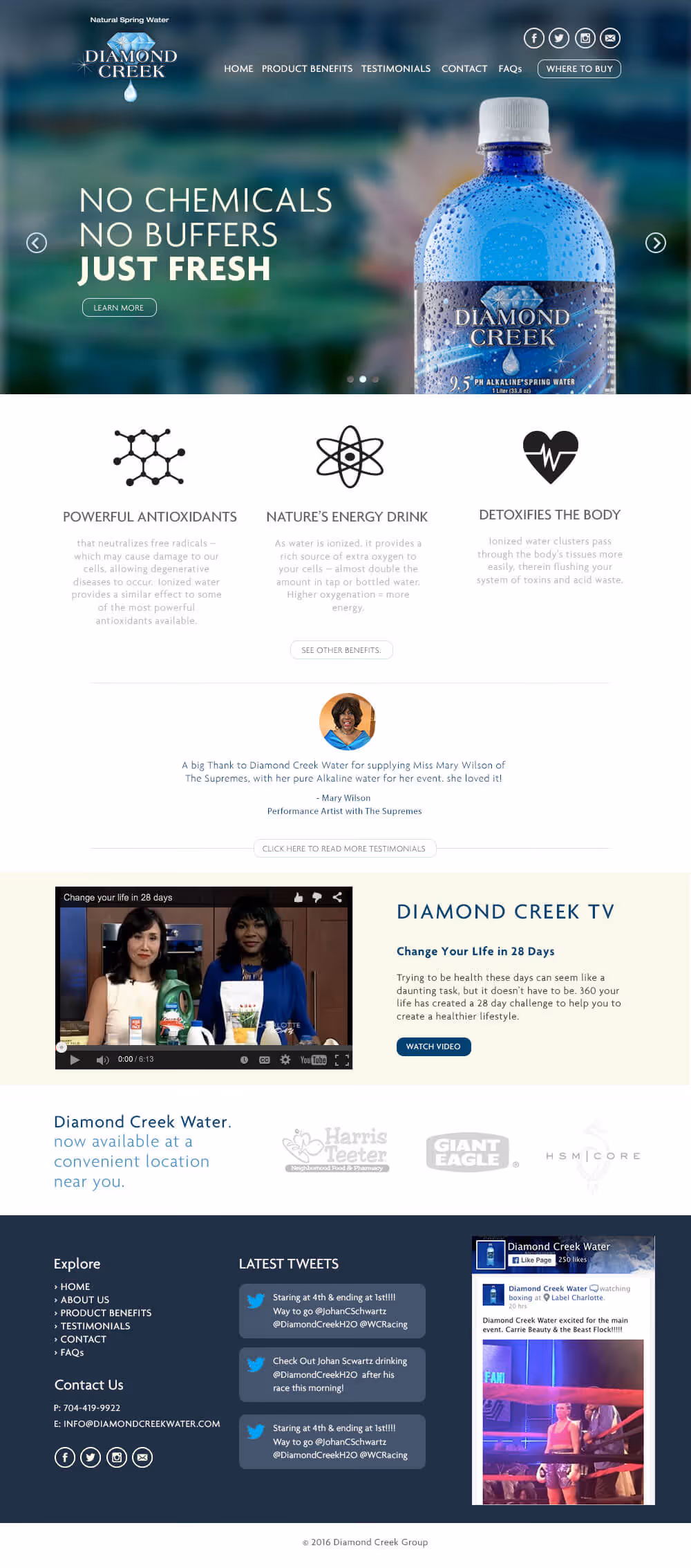 Diamond Creek Water website home page