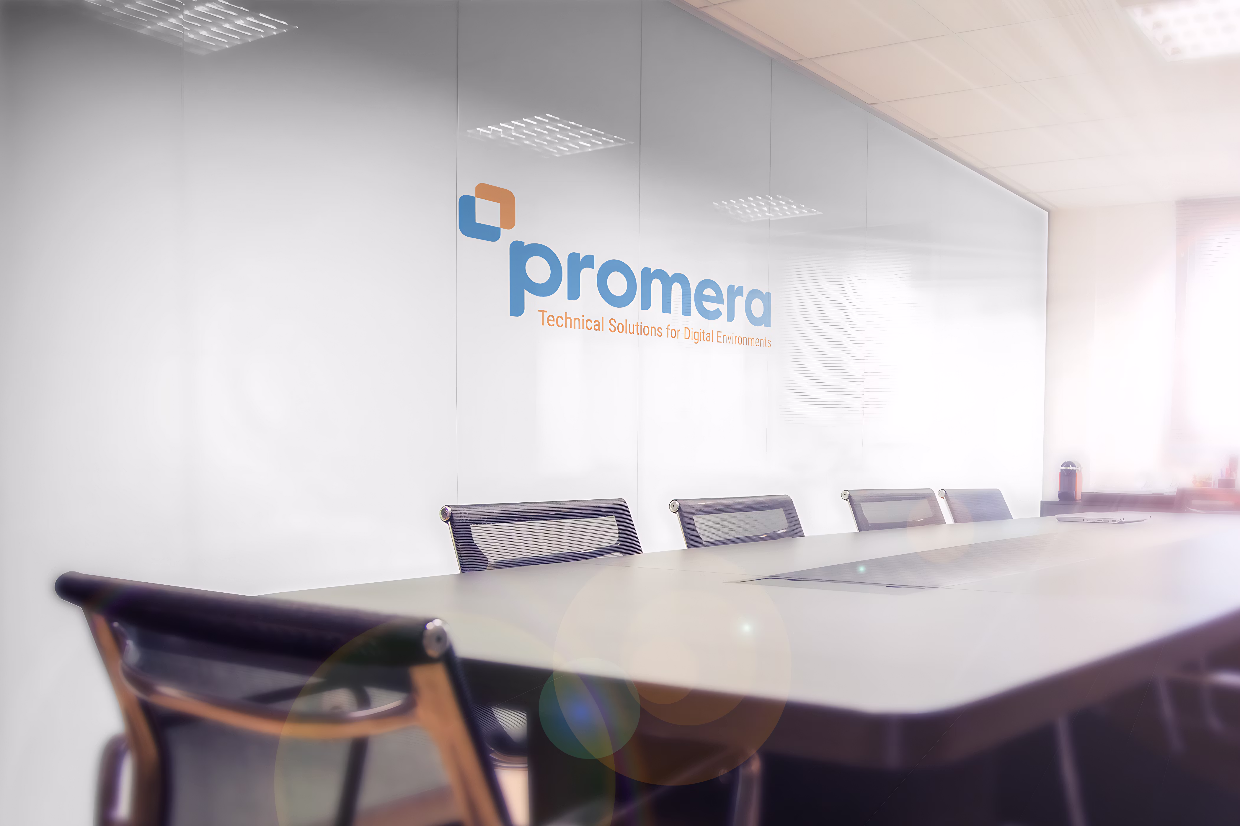 Promera brand shown in a conference room environment