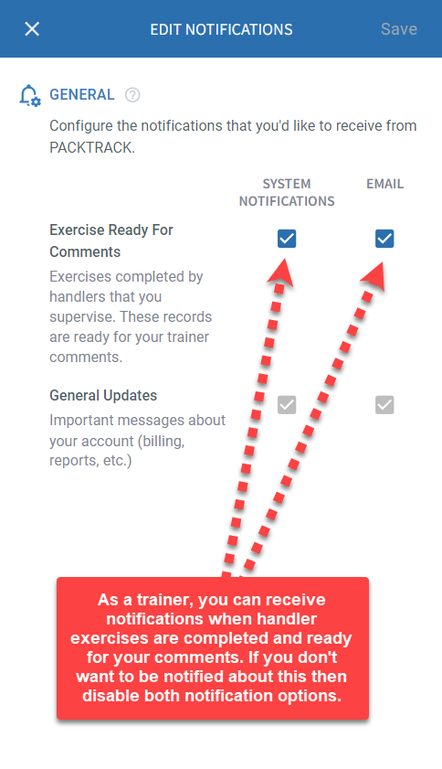 Configure trainer notifications on your phone