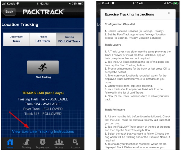 Review the exercise tracking instructions