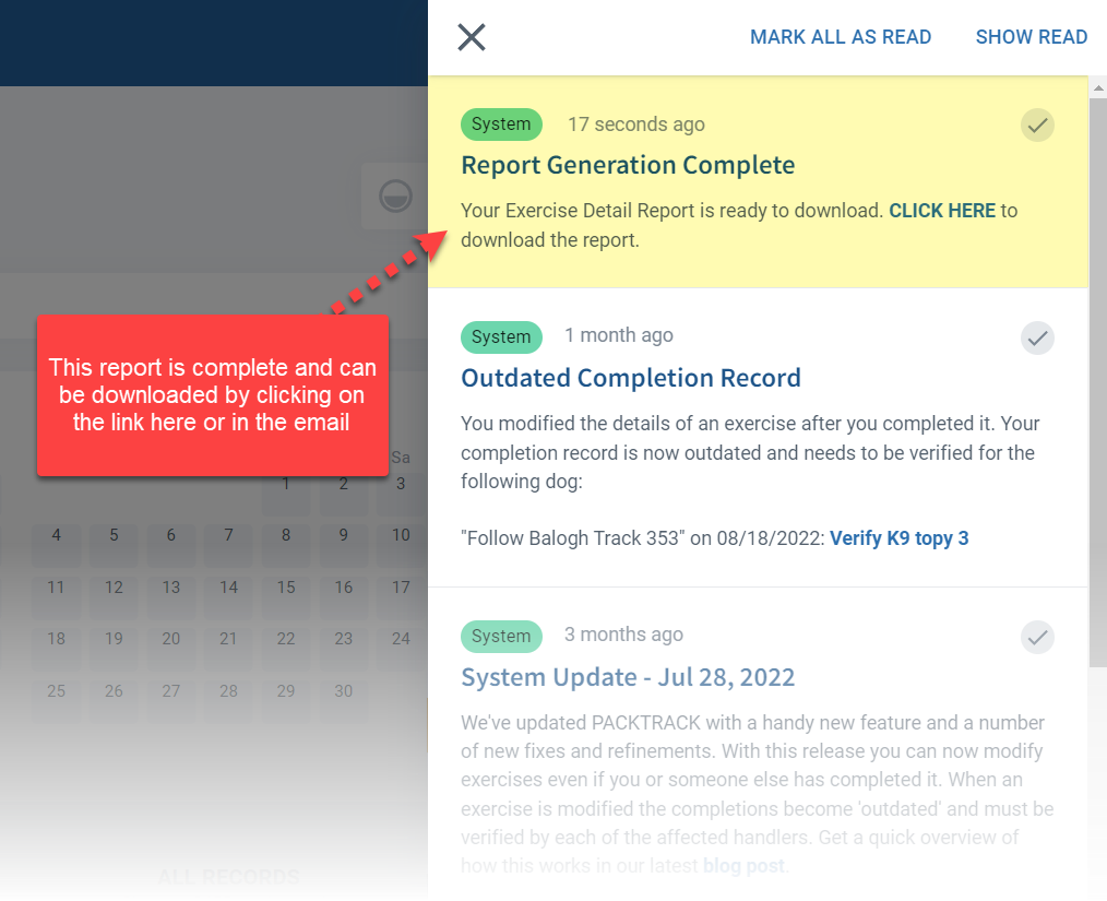 K9 Report Alert Notification