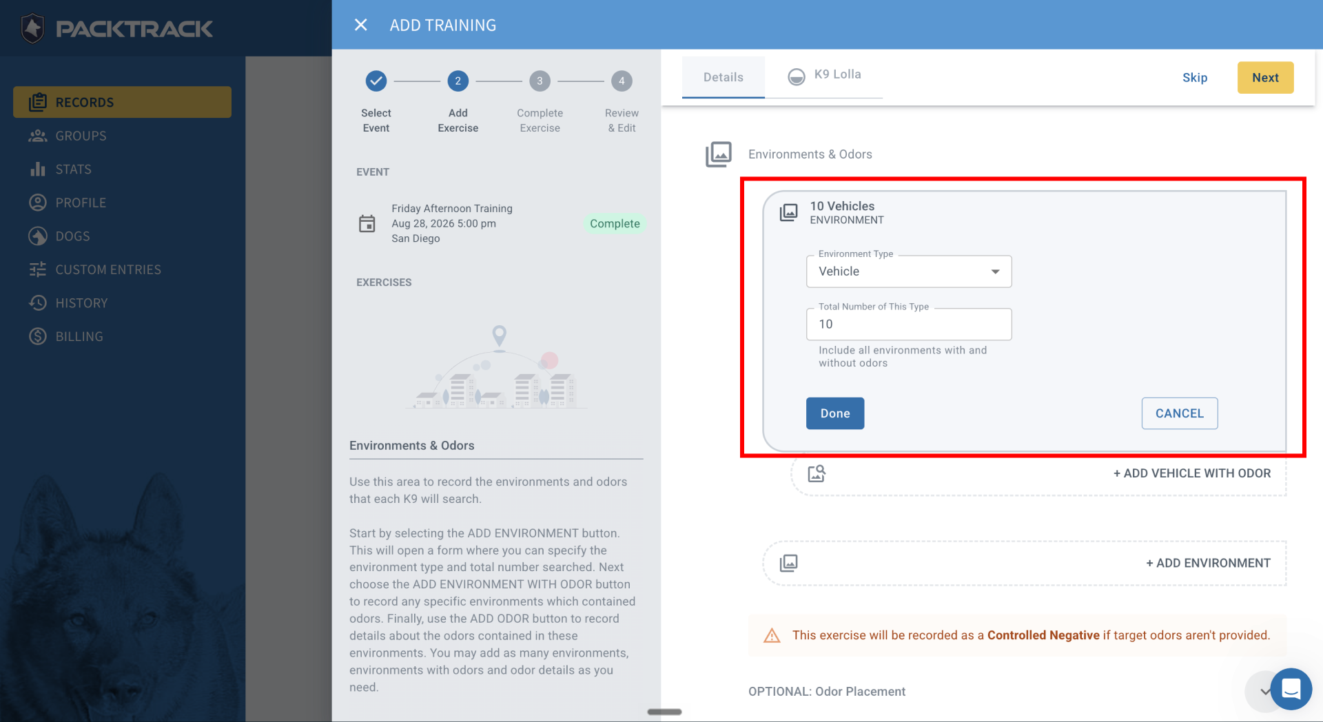 Choose environment type and enter the total count