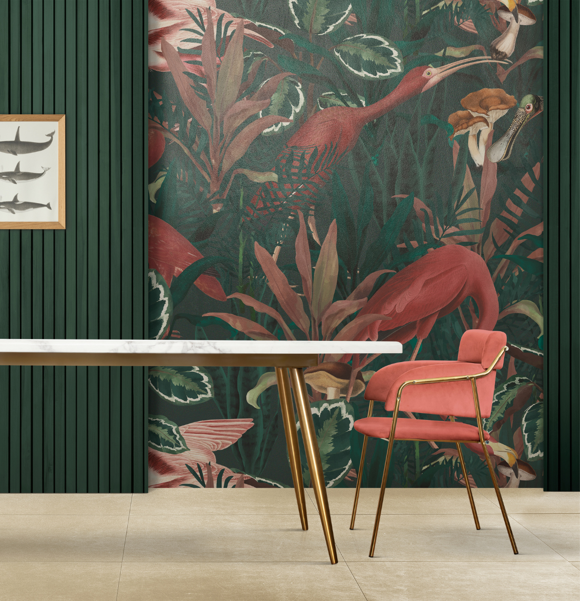 Wand mit einer Fototapete