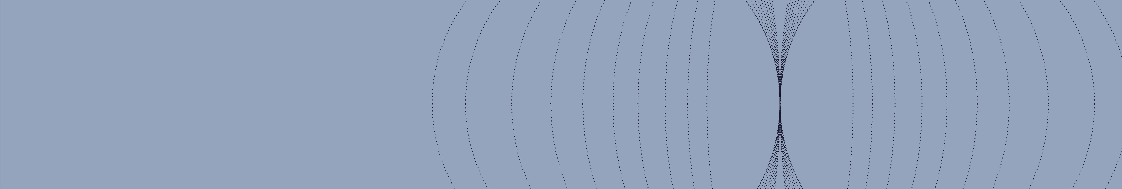 Abstract pattern of black dots forming symmetrical, concentric curved lines on a blue-gray background.