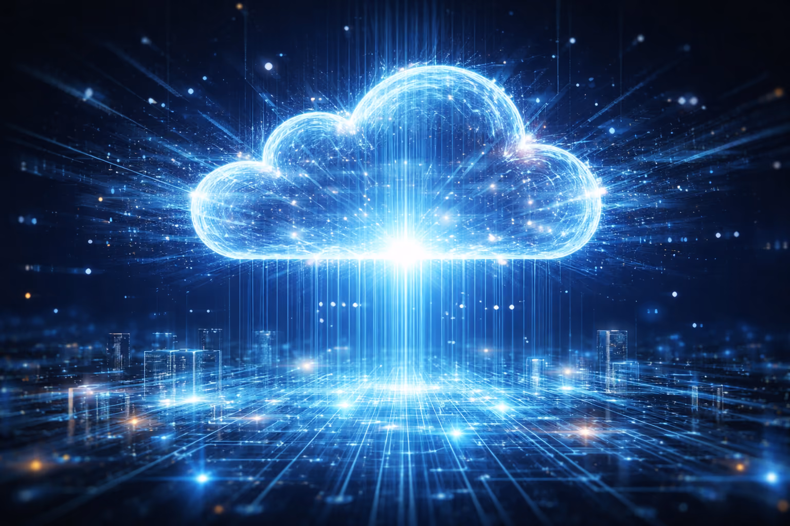 Graphic image of an illuminated cloud with radiant threads surrounding it