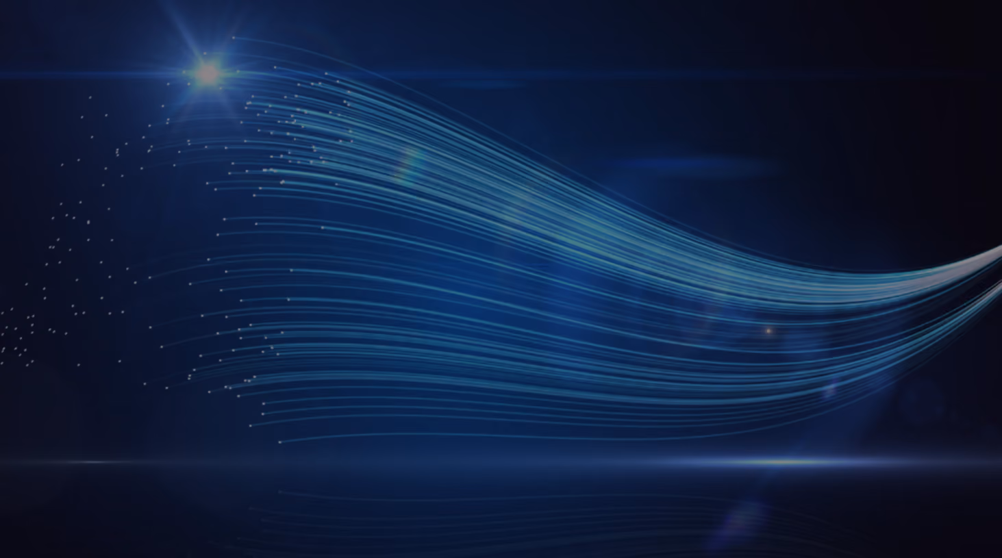 Graphic of radiant strips of light on a dark blue background