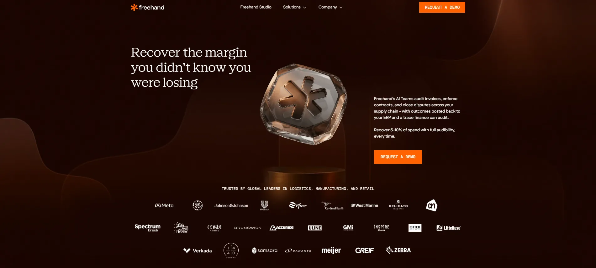 Screenshot of Freehand's homepage