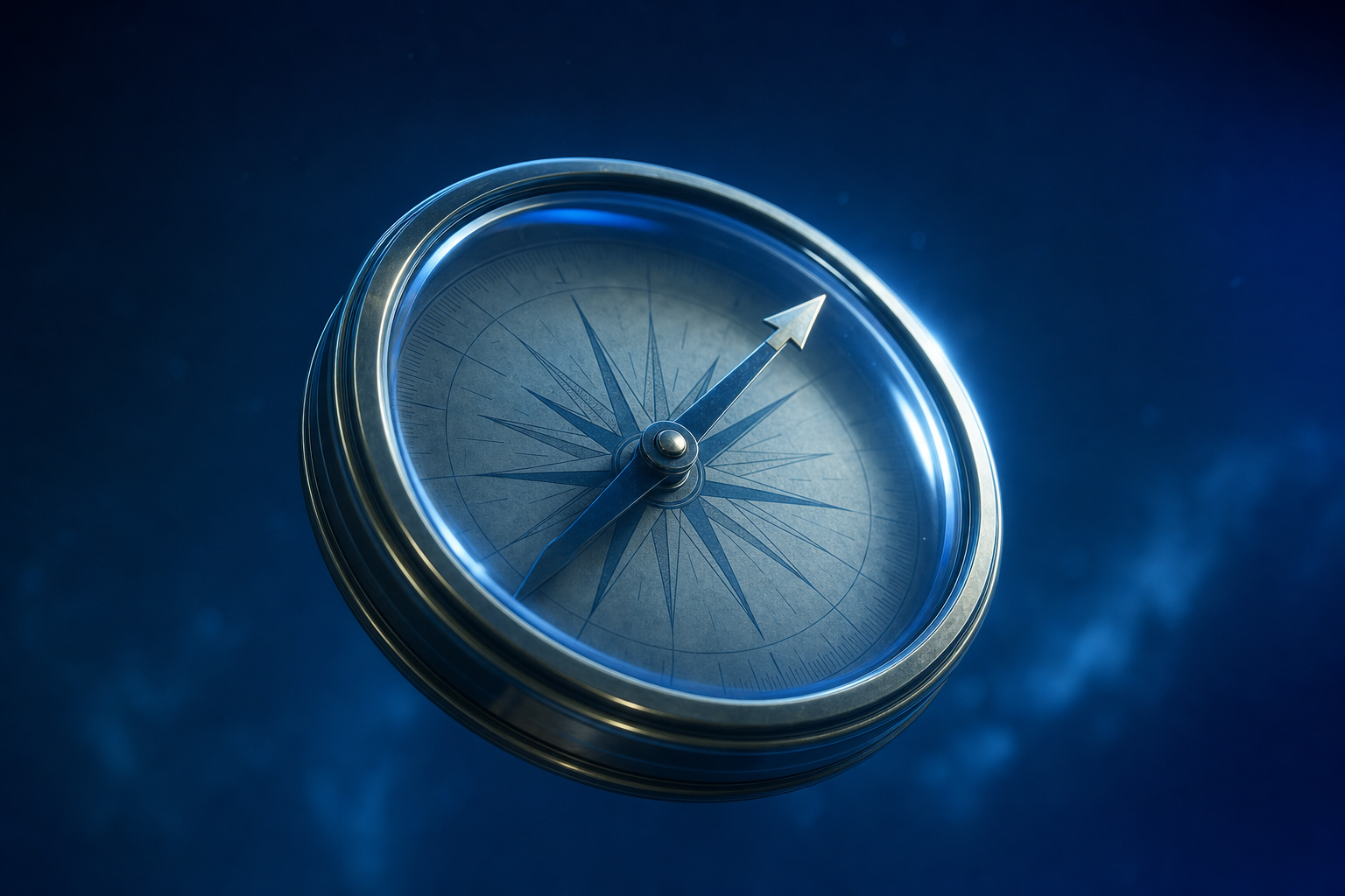 Brass compass needle pointing off-cardinal representing misdirected channel strategy in medtech marketing