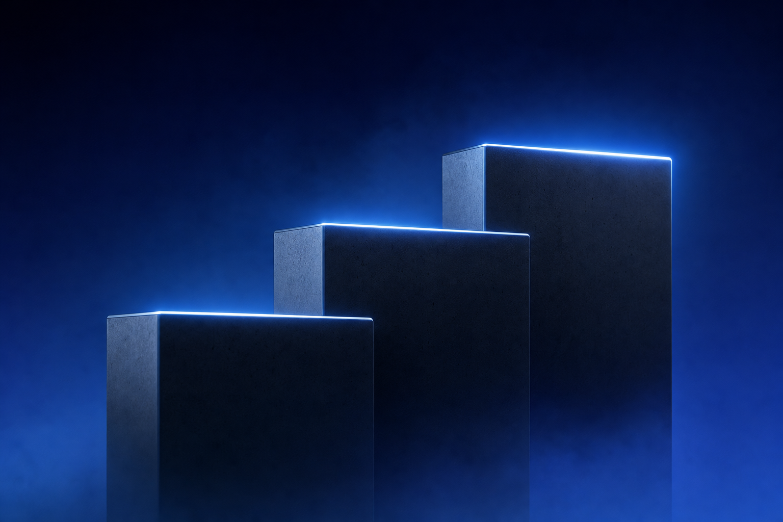 Three ascending concrete blocks representing sequential commercial traction stages in medical device strategy