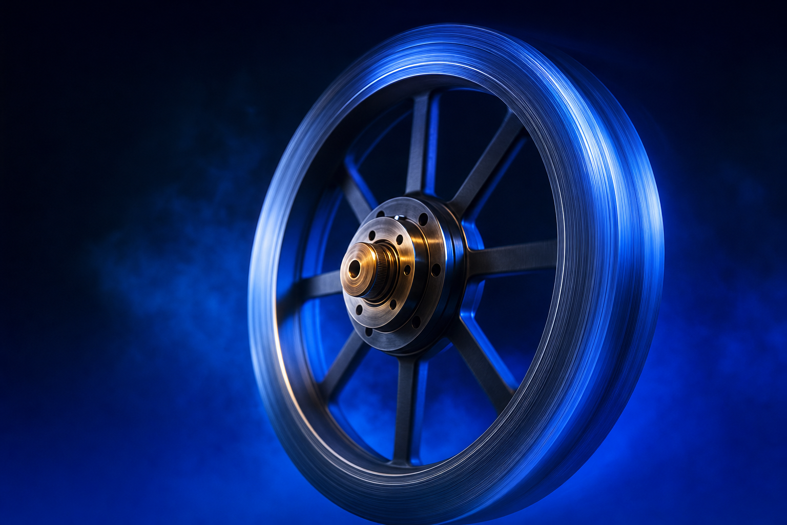 Spinning flywheel representing narrative momentum Ray Cohen and Greg Lucier built before major exits