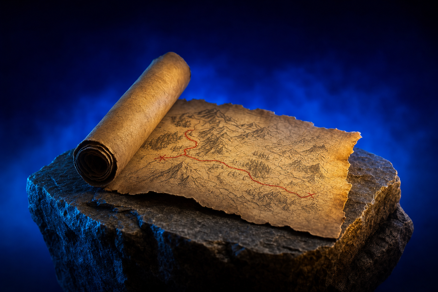 A map with a hand-drawn route representing the strategic narrative founders repeat.