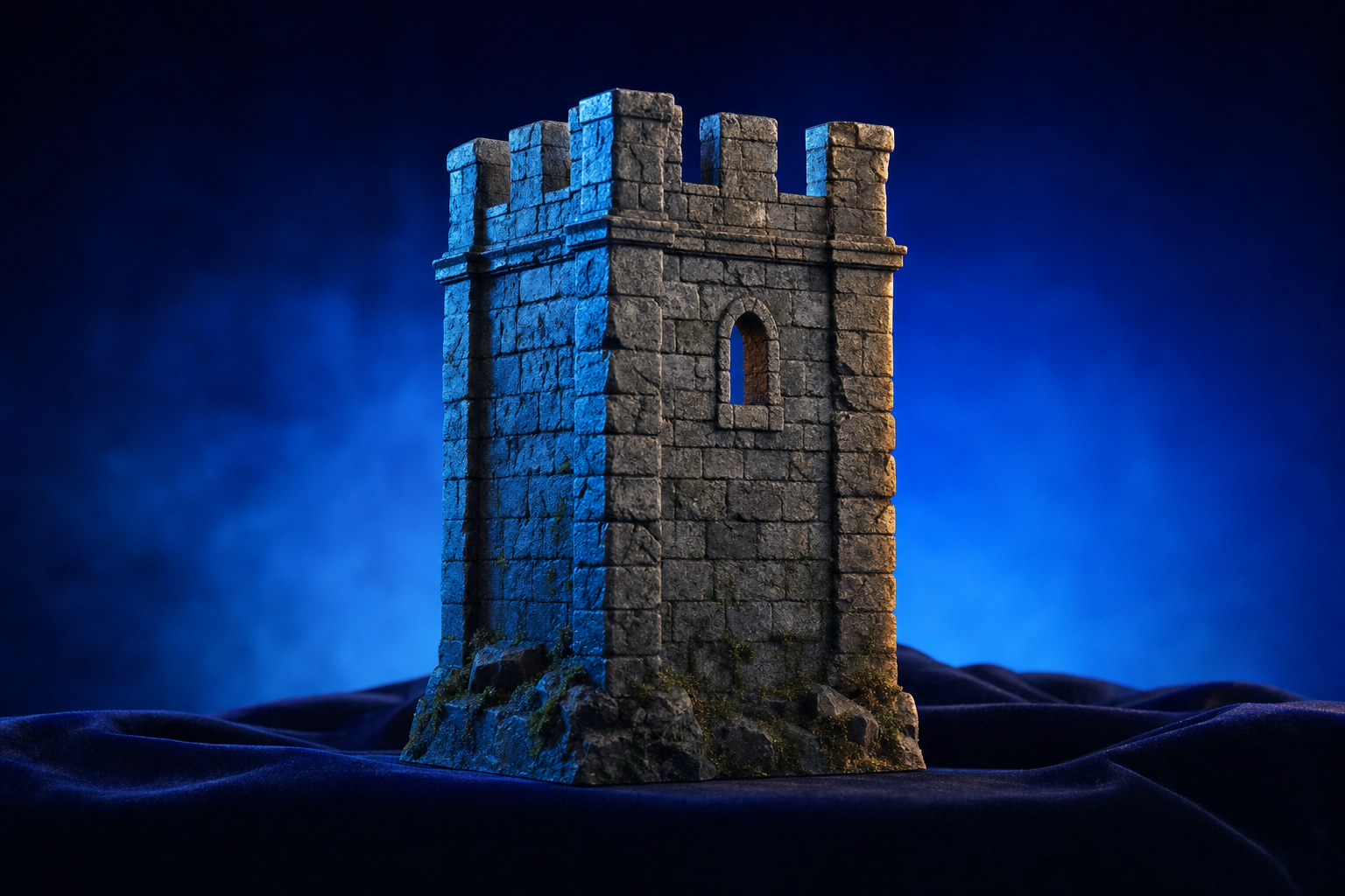 A stone wall segment representing the platform moat Intuitive Surgical built.