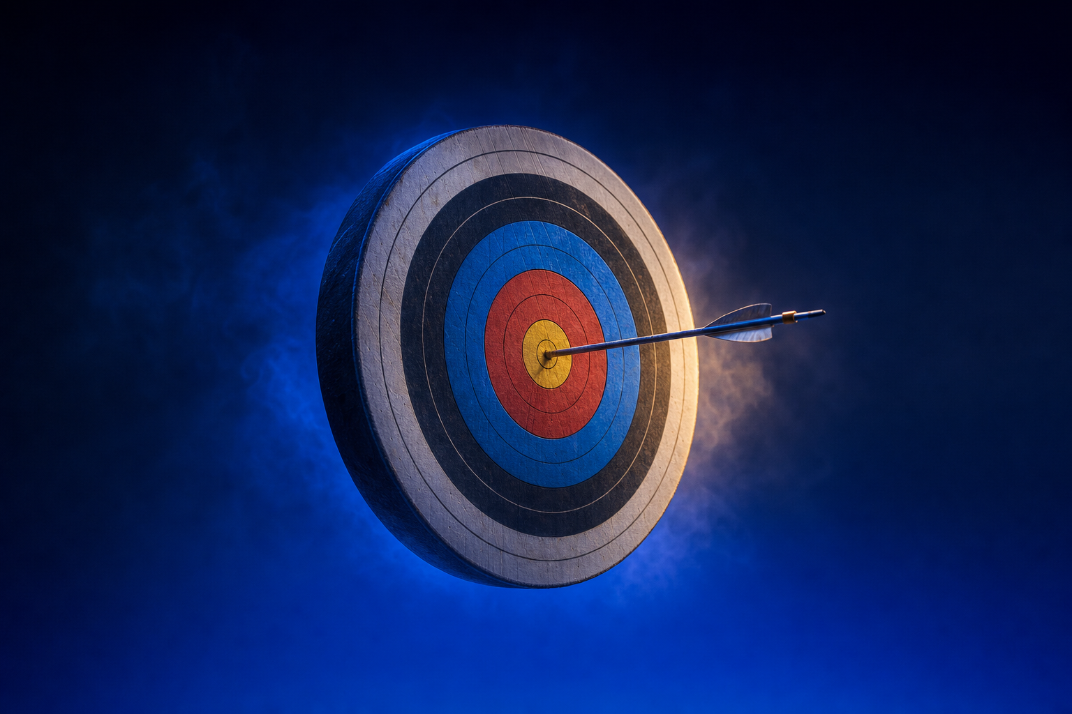 An arrow in the bullseye representing account-based motion targeting specific accounts.
