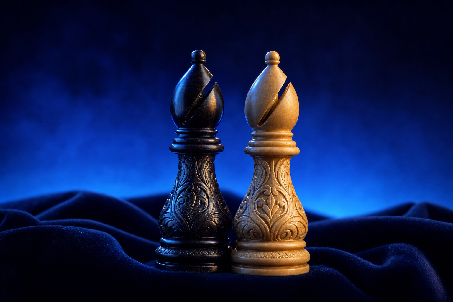 Two chess bishops representing advisor selection medtech founders skip.