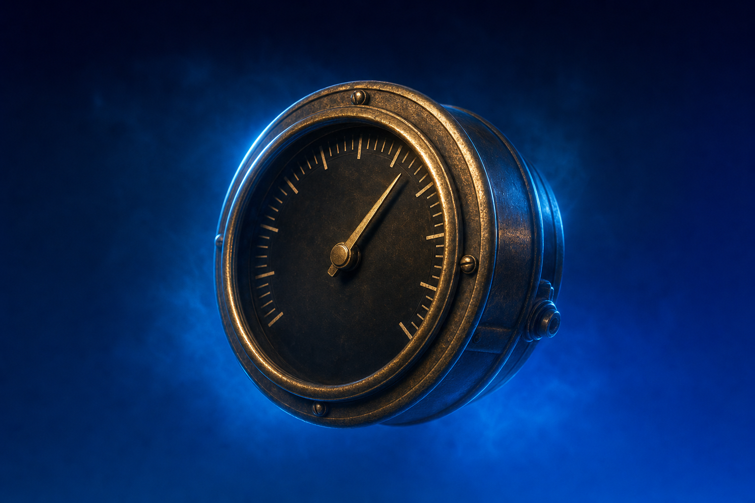 A brass speedometer representing traction as repeatable measurable demand.