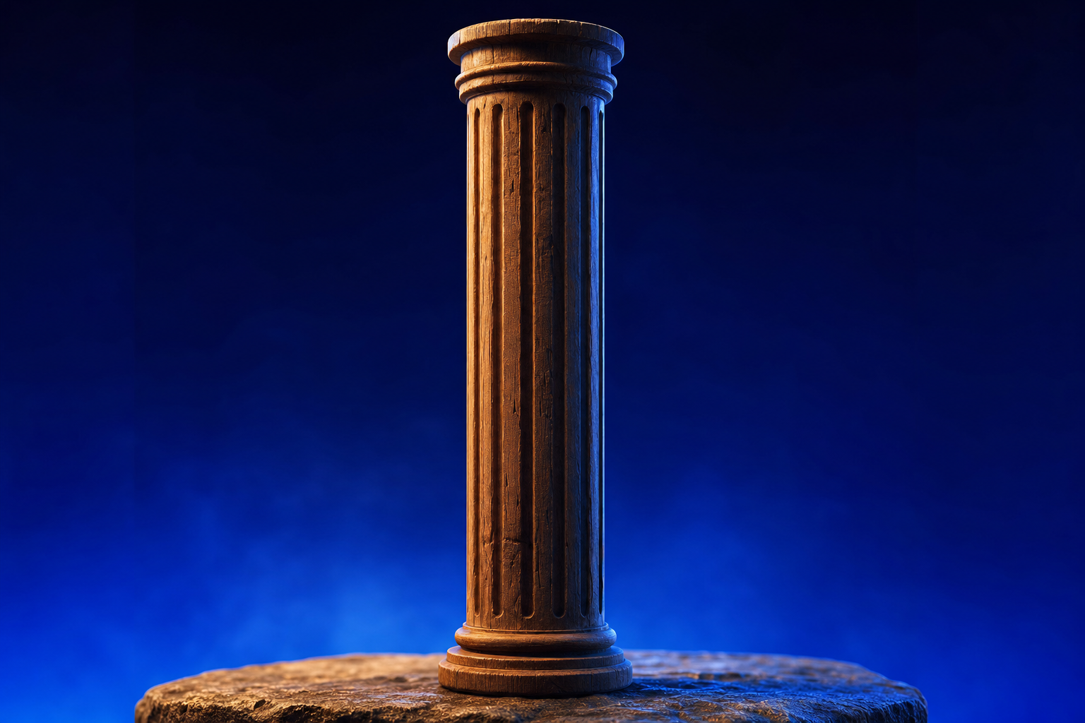 A tall wooden column representing vertical positioning beating generalist positioning.