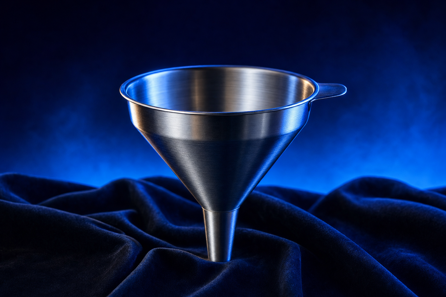 A steel funnel representing full-funnel marketing programs for health and tech.