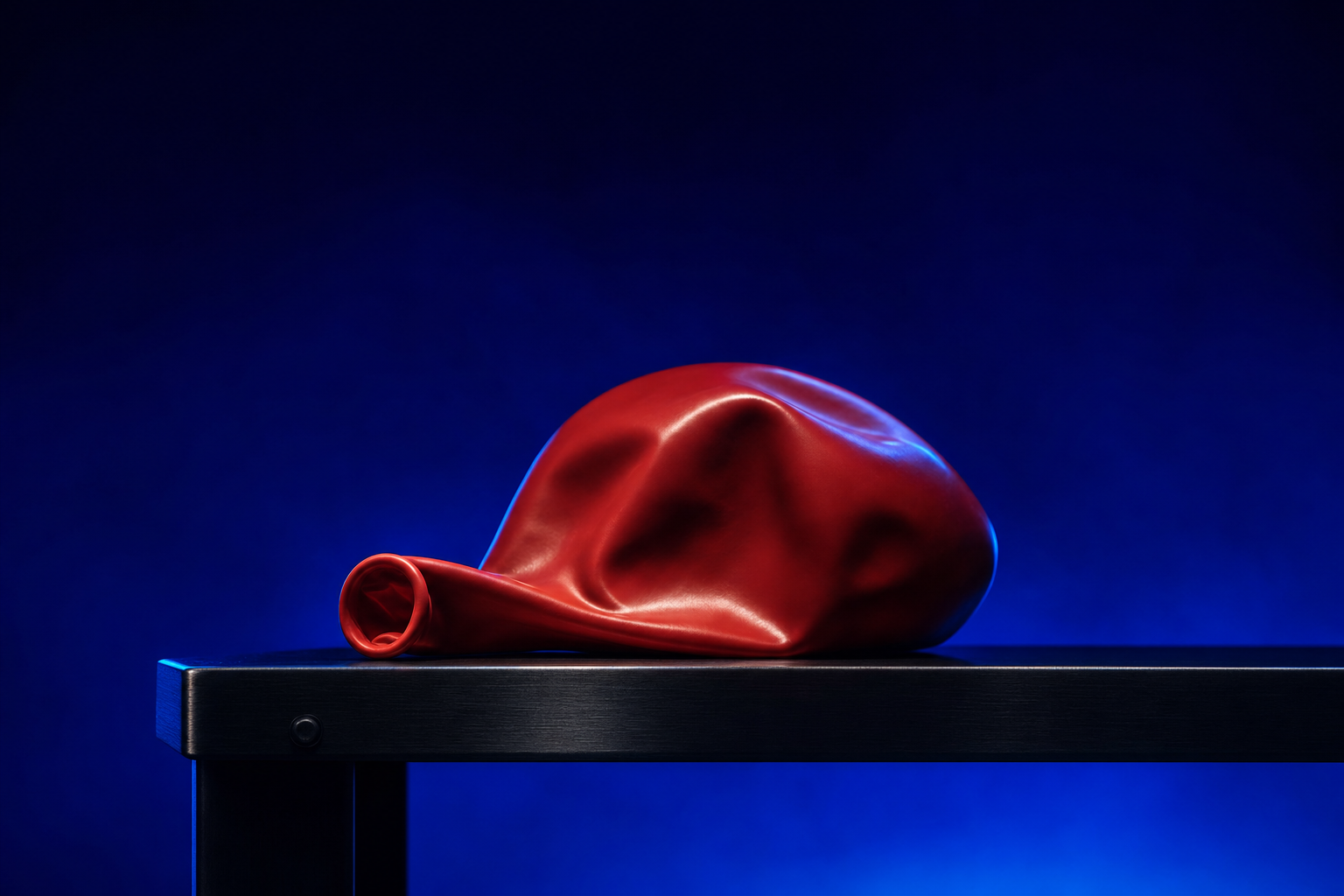 A deflating balloon representing grand announcements that go nowhere.