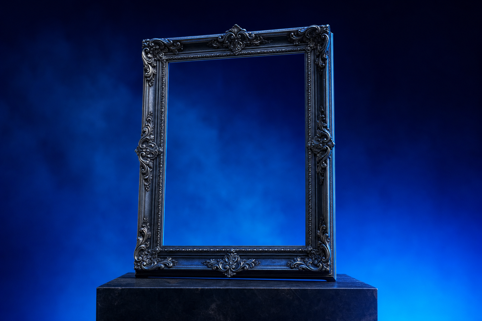 An empty ornate frame, representing go to market strategy templates with no category to hold.