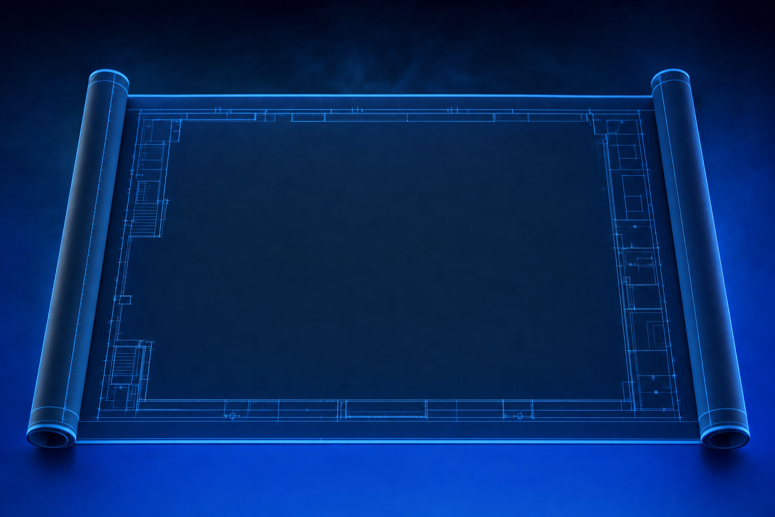 A blueprint with detailed edges but a blank center, showing a template with no category defined.