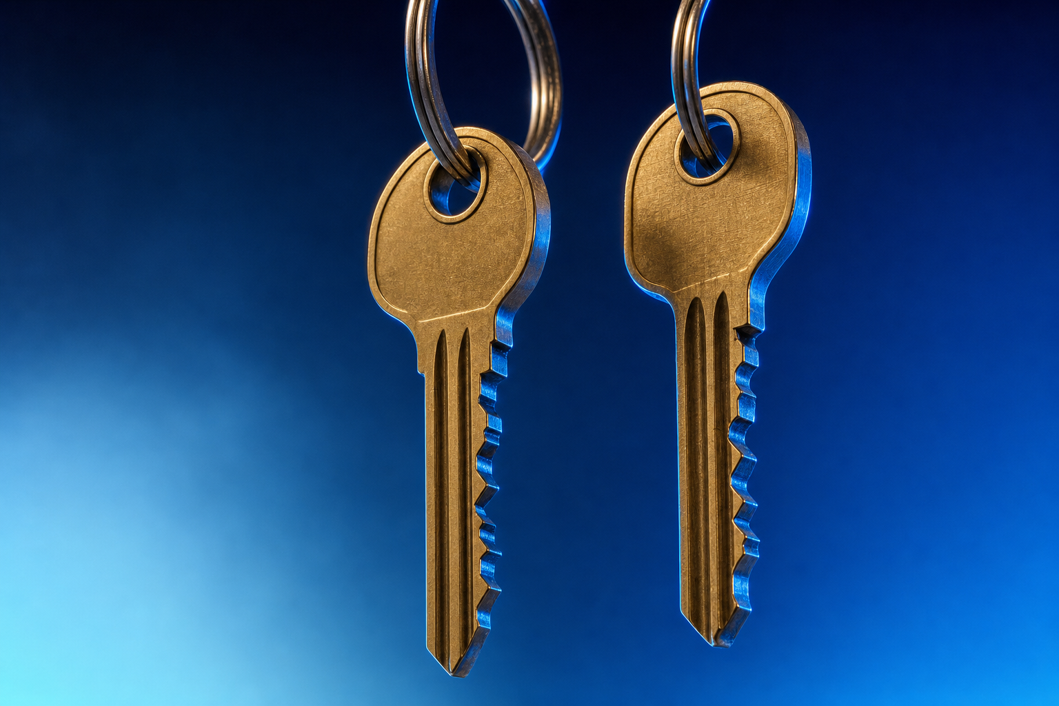 Two keys cut differently from the same mold, showing segment-based pricing for different buyers