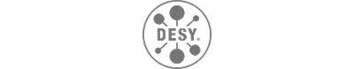 Logo of DESY featuring the acronym with several connected dots and lines arranged in a circular pattern.