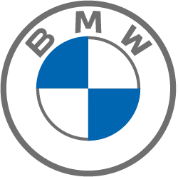 BMW logo with blue and white quadrants inside a black circle.