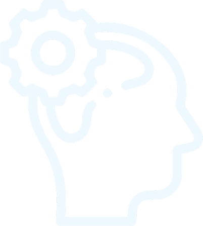 Icon of a human head with a gear, representing skills development and learning